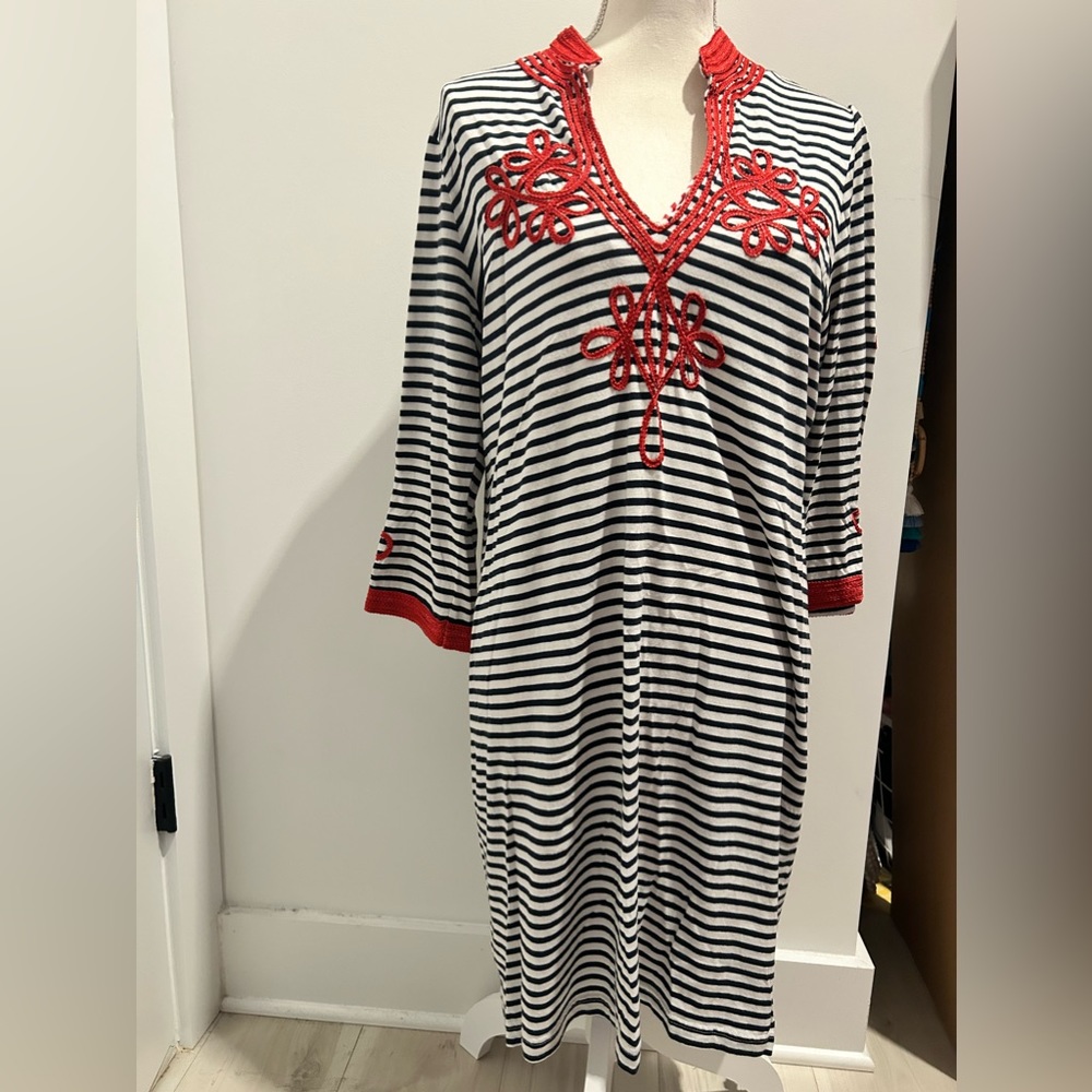 Gretchen Scott nautical theme shift dress. Large